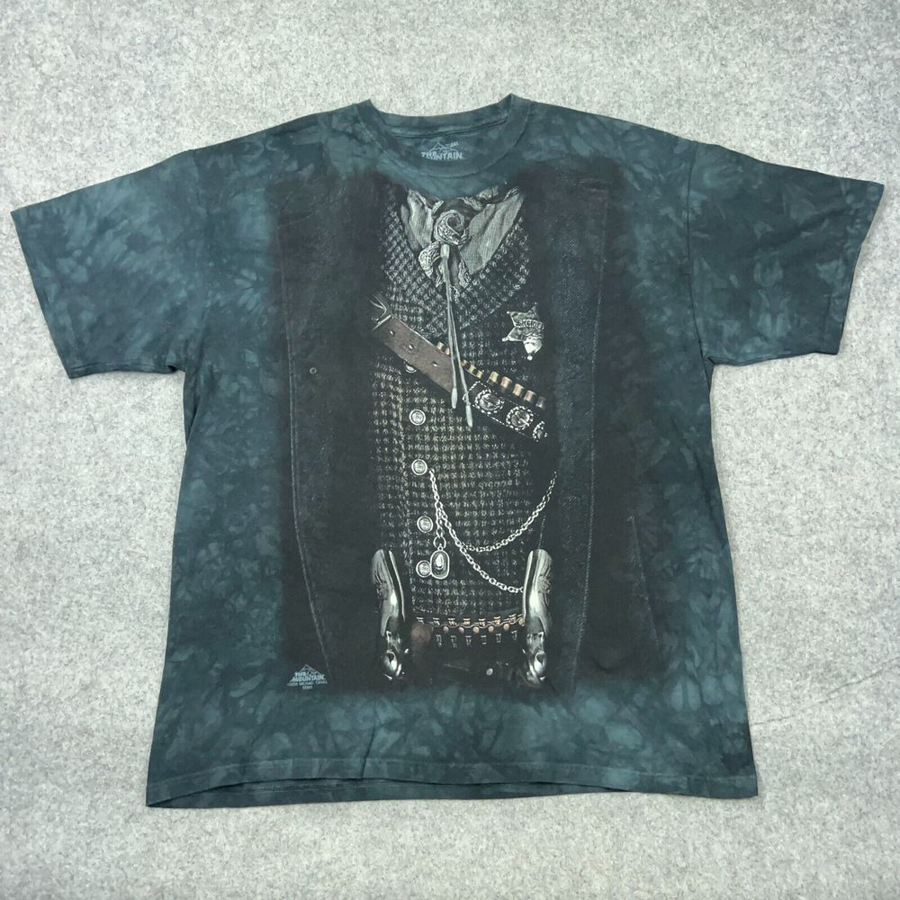 The Mountain Shirt Men 2XL Black Tie Dye Sheriff Western Cowboy Short Sleeve Tee